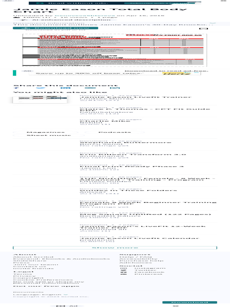 Jamie Eason Total Body Chart PDF | PDF | Scribd | Management Of Obesity