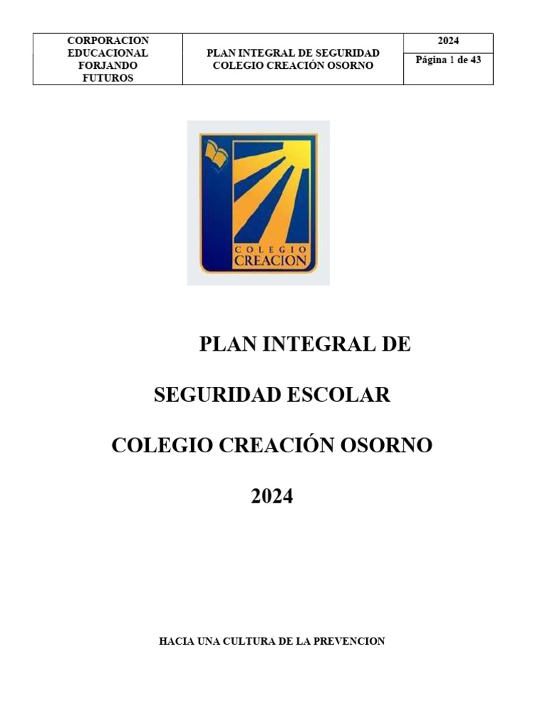 Plan Integral de Seguridad Escolar Pise 164 GAUQ1 | PDF | Valores | Robo