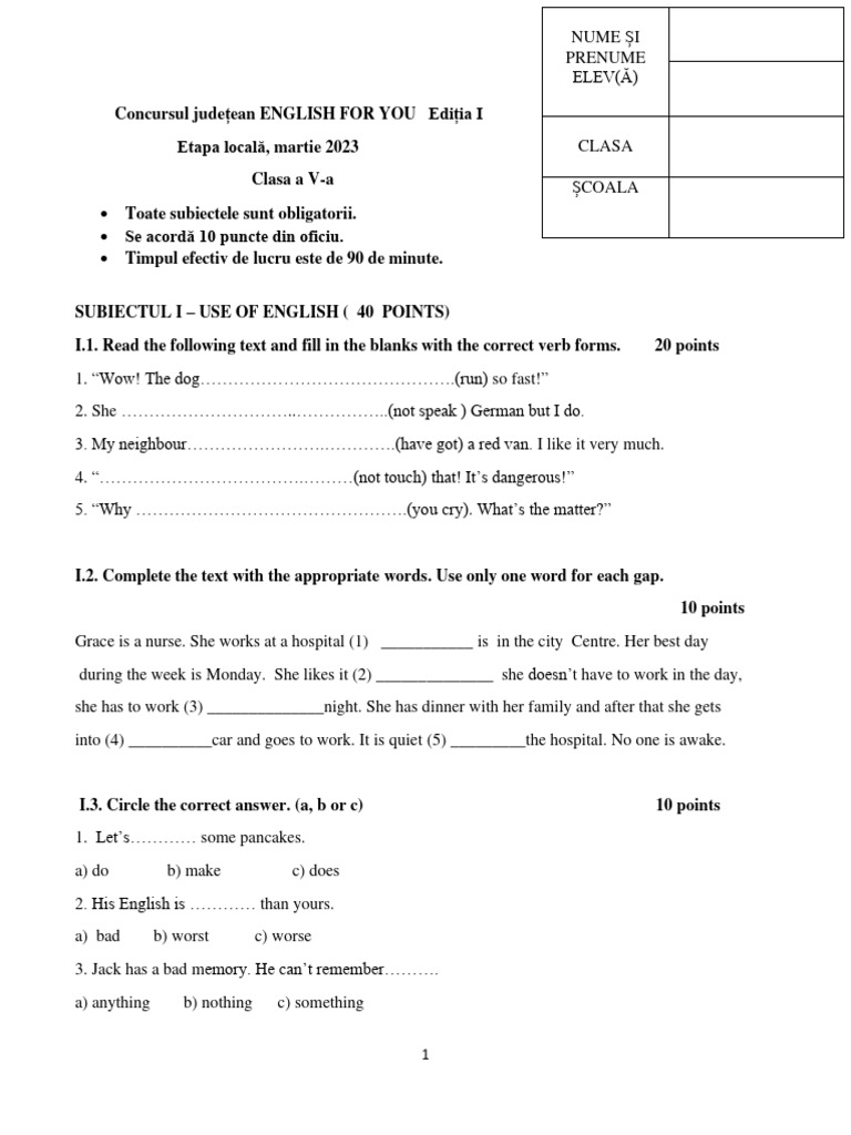 English for you subiect clasa a v a pdf learning