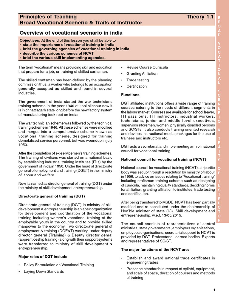 Overview of Vocational Training in India | PDF | Apprenticeship ...