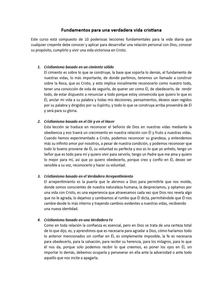 Fundamentos de la Vida Cristiana | PDF | Cristo (título) | Fe