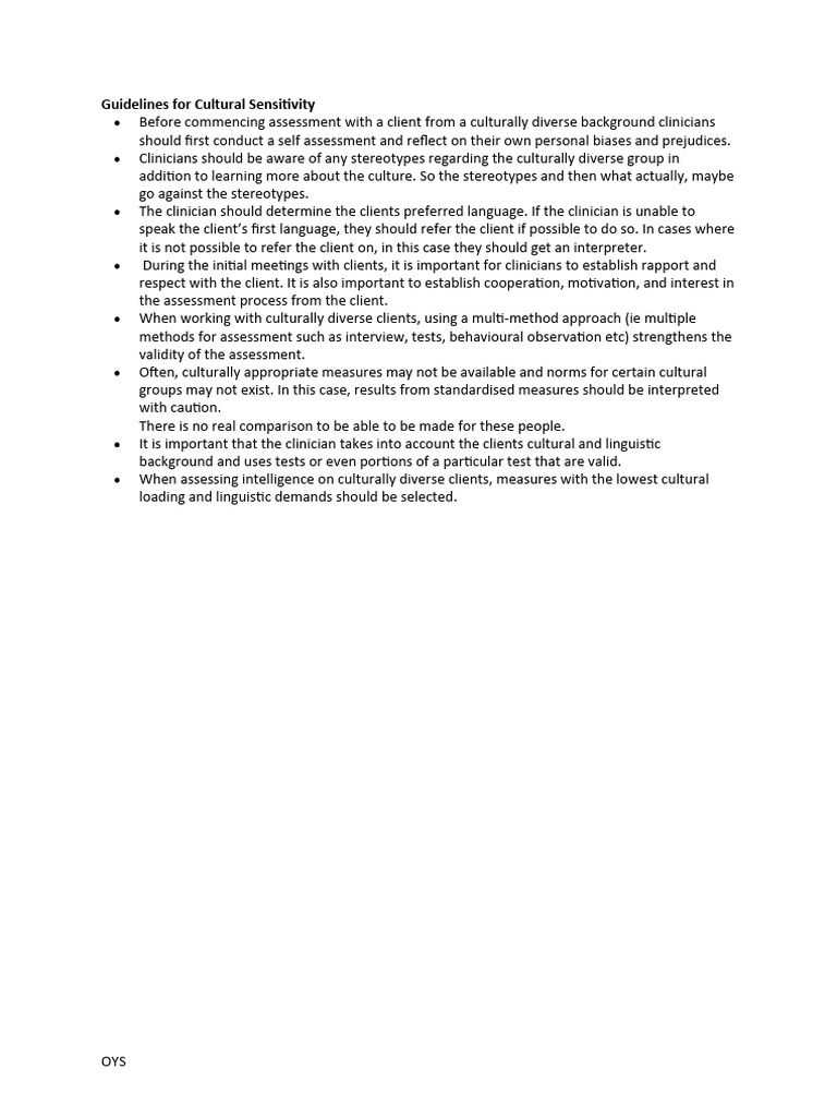 Cultural Sensitivity Guidelines for Clinicians | PDF