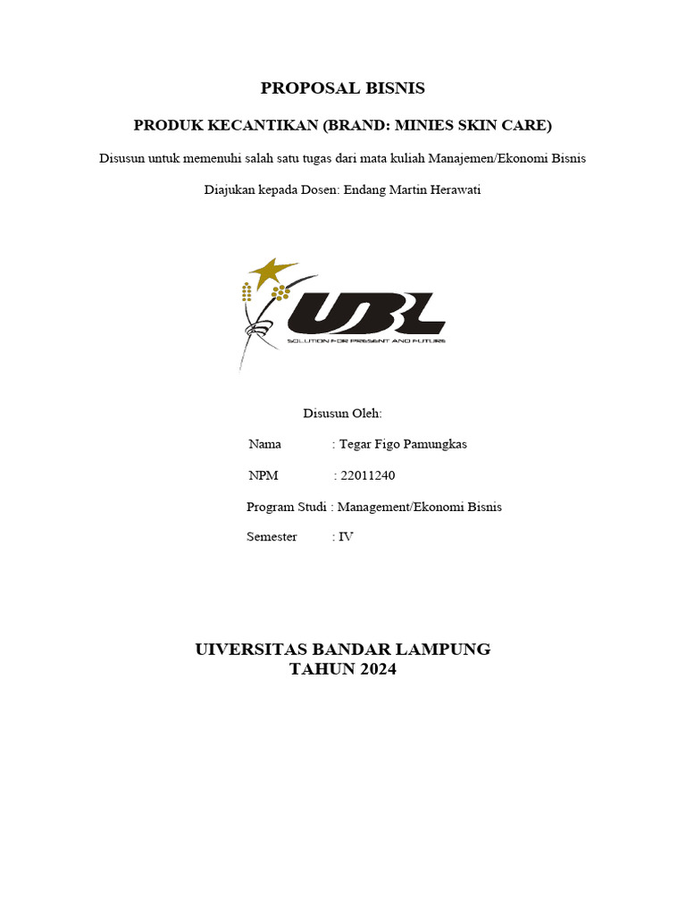 Proposal Usaha Minies Skin Care | PDF