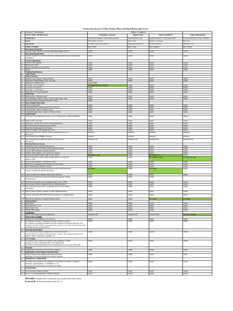 500mA Digital X-Ray Machine Specs | PDF | Radiography | X Ray