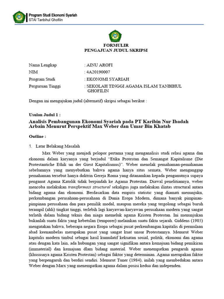 Analisis Ekonomi Syariah Umar dan Weber | PDF