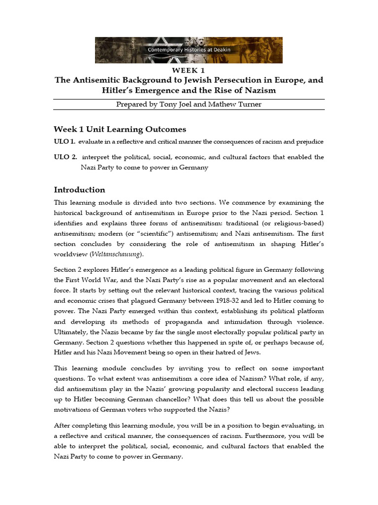 Anti-Semitic Background To Jewish Persecution in Europe | PDF ...