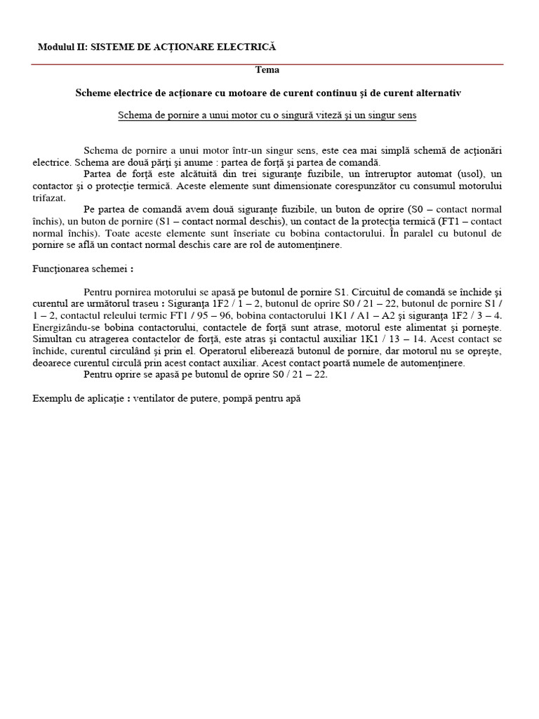 Sisteme de Actionare Electrica 12D | PDF