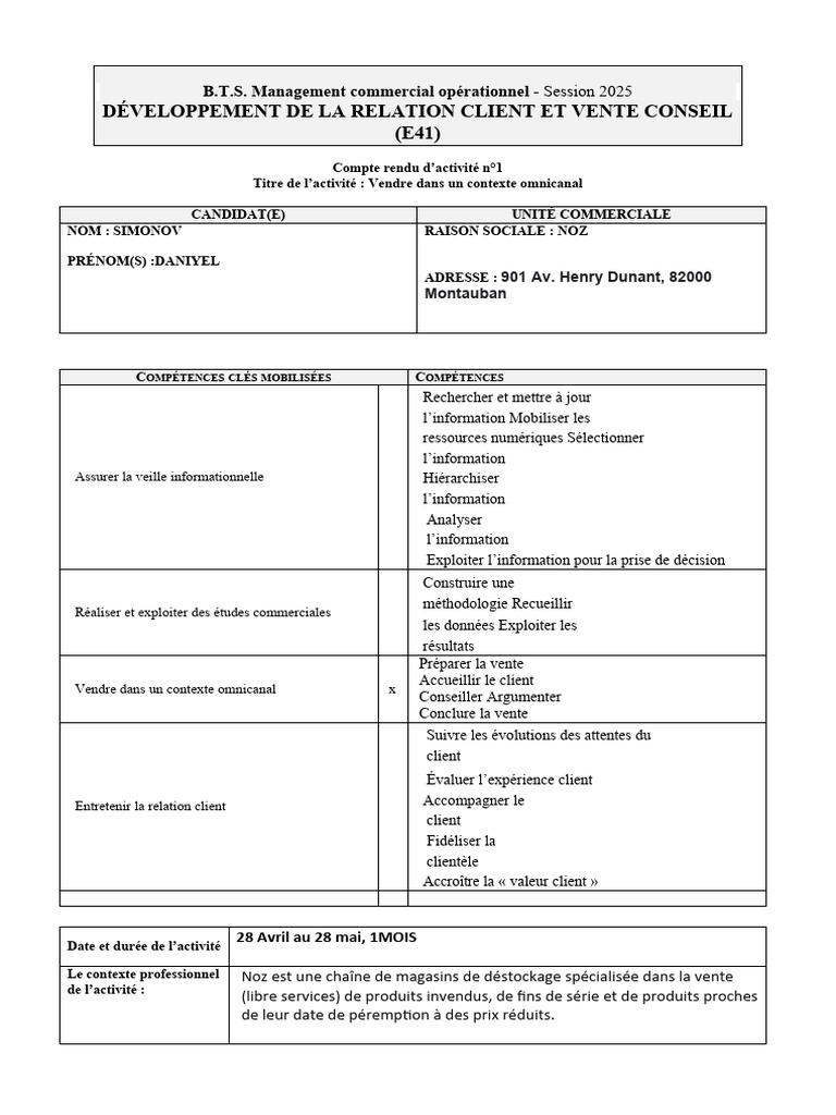 Compte Rendu E41 : Vente Omnicanal | PDF | Inventaire | Informatique