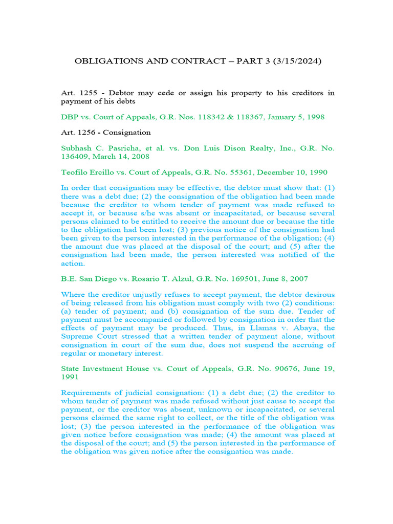 Obligations and Contracts Part 3-3-15 2024 | PDF | United States ...