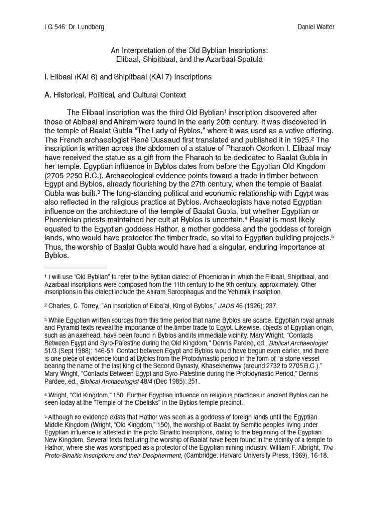 Old Byblian Inscriptions Analysis | PDF | Ancient Egypt | Linguistics
