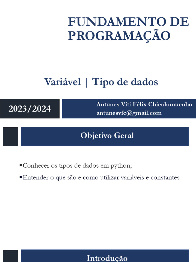 Tipos de Dados e Variáveis em Python | PDF | Tipo de dados | Python ...