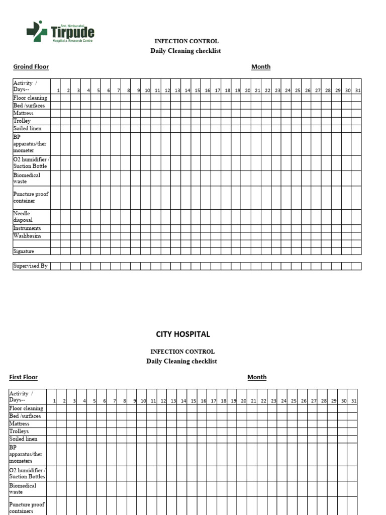 Infection Control Checklist | PDF