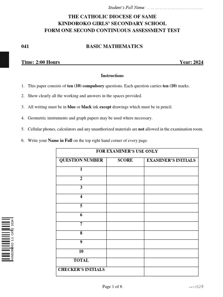 Math F1 Cat 2 2024 Pdf Significant Figures Elementary Mathematics