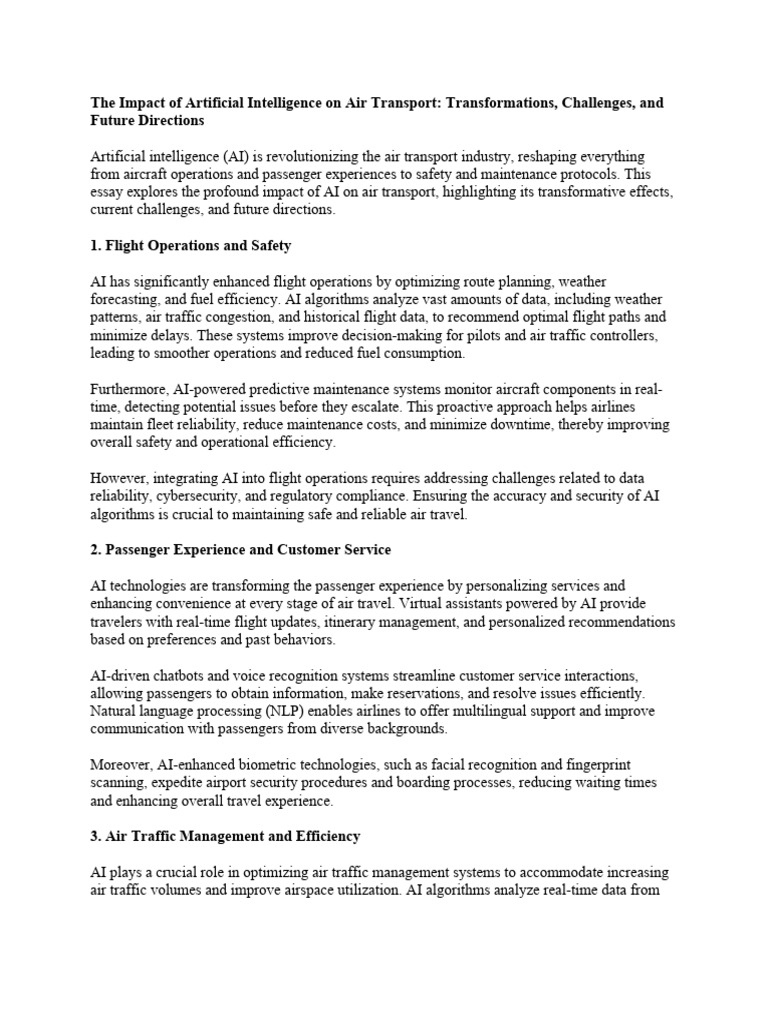 AI's Transformative Role in Air Transport | PDF | Artificial ...