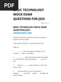 Basic Technology Mock Exam Questions For JSS3