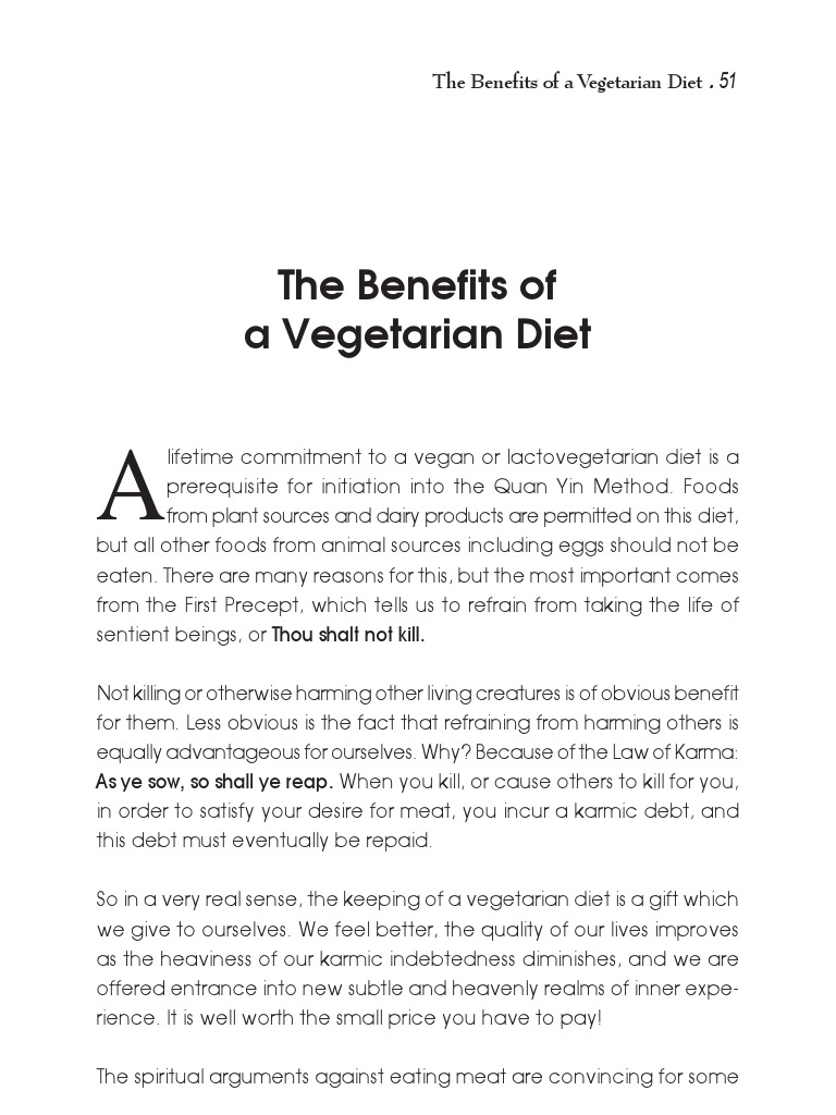 Benefits of Vegetarian Diet | PDF | Vegetarianism | Eating