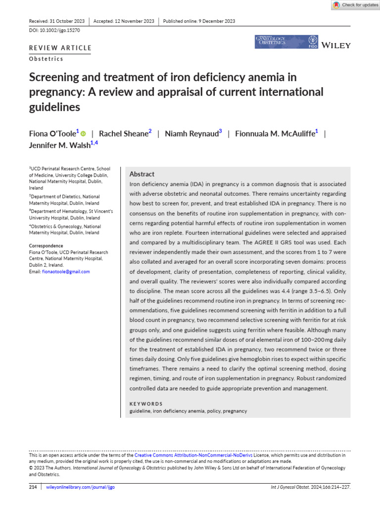 Detailed performance of SCREENING TREATMENT AND MONITORING OF IRON ...