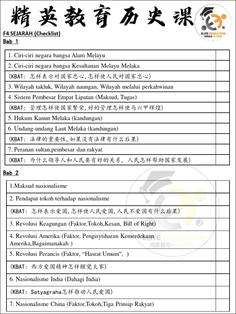 F4 SEJ Checklist默写 +exam | PDF