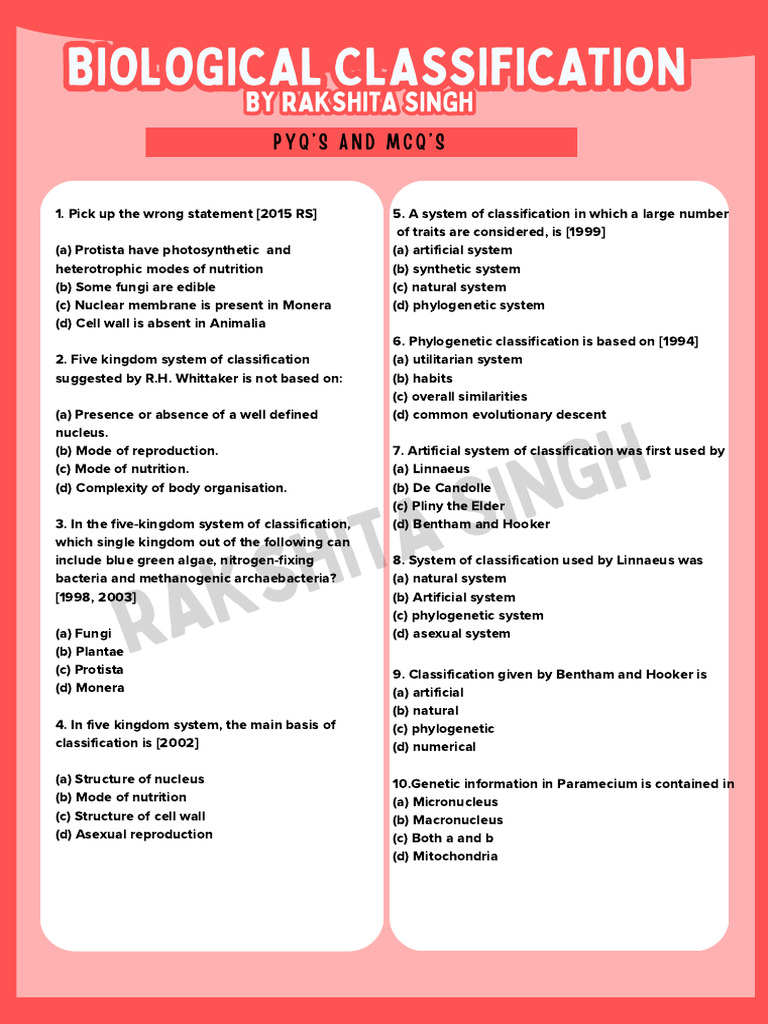 Biological Classification DPP | PDF | Bacteria | Archaea