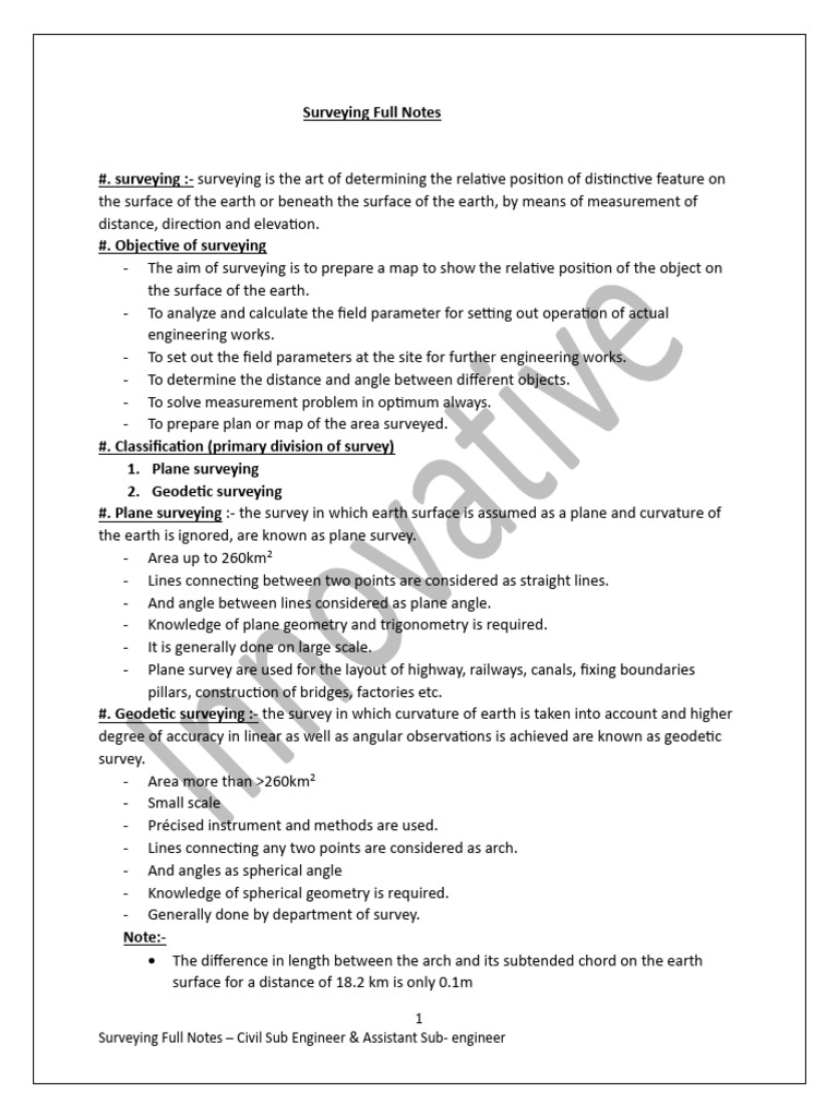 Surveying full notes pdf surveying metrology