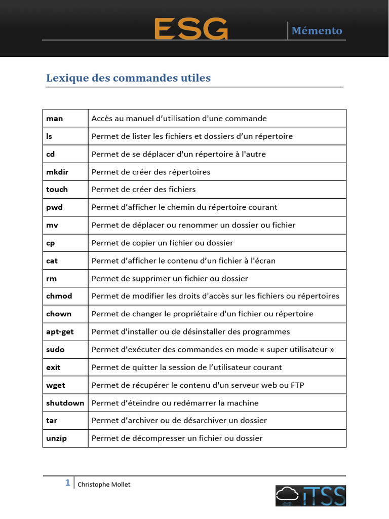 Mémento des commandes Linux | PDF | Études des langues étrangères