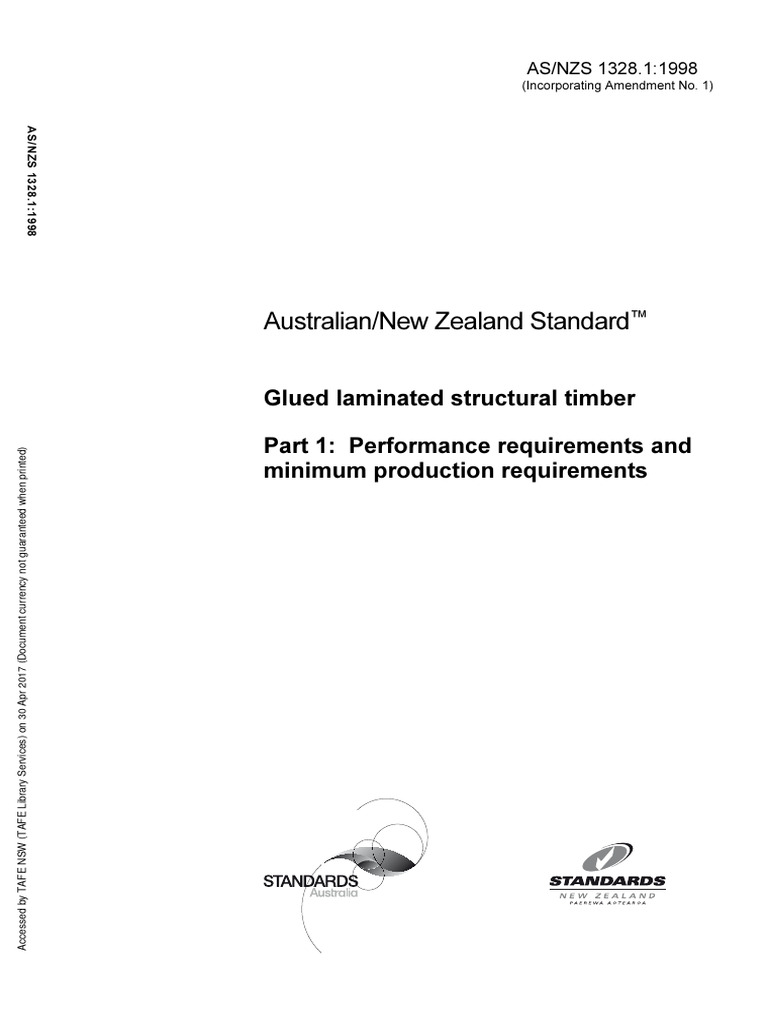 1328.1-1998 (+A1) Glued Laminated Requirnments | PDF | Lumber | Adhesive