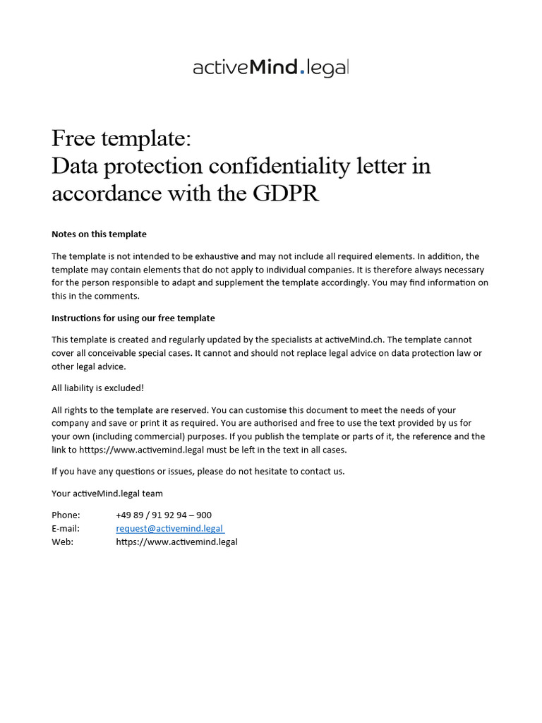 GDPR Data Protection Confidentiality Letter | PDF | Trade Secret | Justice