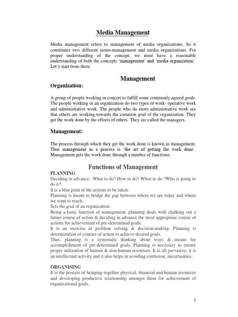 Media Management: Key Functions Explained | PDF | Expense | Mass Media