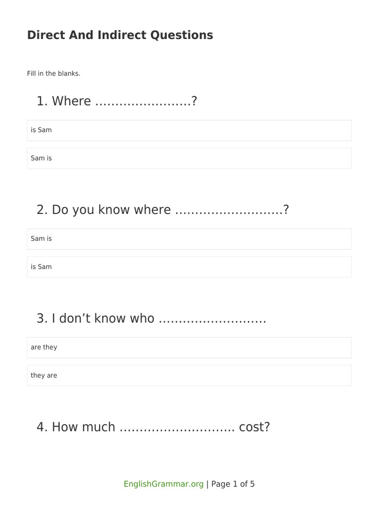 Direct and Indirect Questions | PDF | Language Arts & Discipline