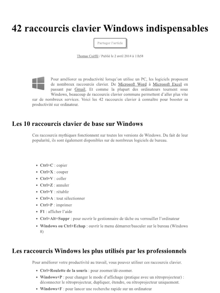 TOUS LES RACCOURCIS CLAVIER WINDOWS 10 PDF visual data 7