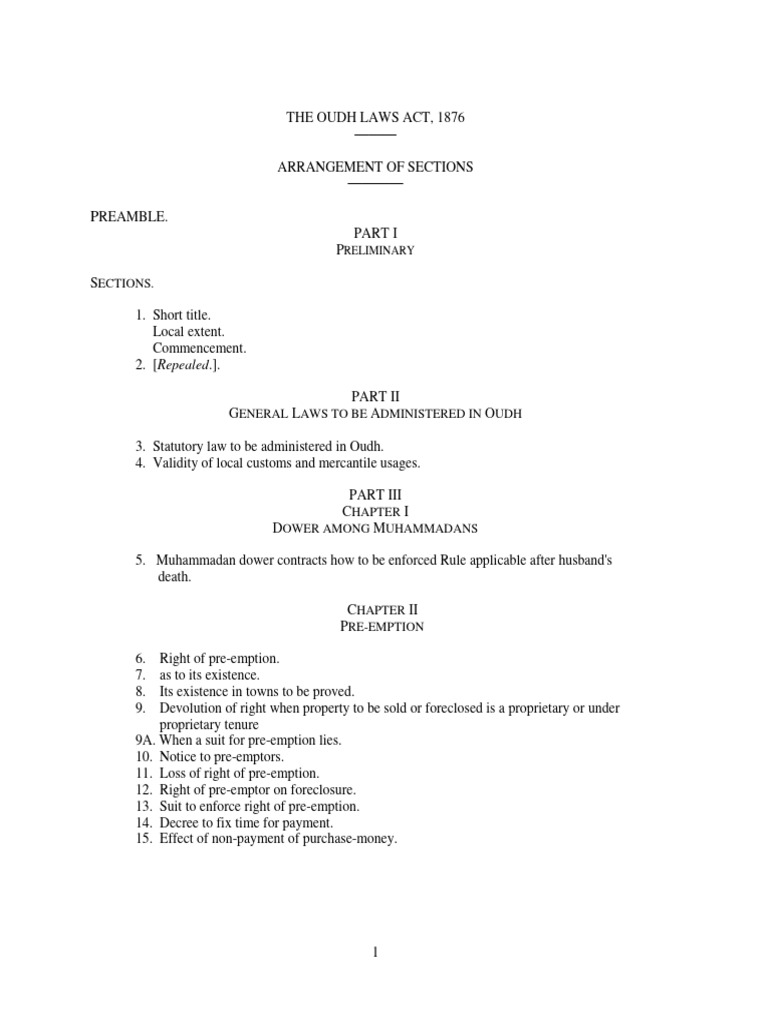 Oudh laws act 1876 pdf mortgage law foreclosure