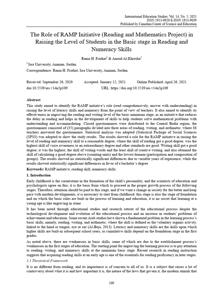 RAMP Initiative's Impact on Literacy and Math | PDF | Mean | Average
