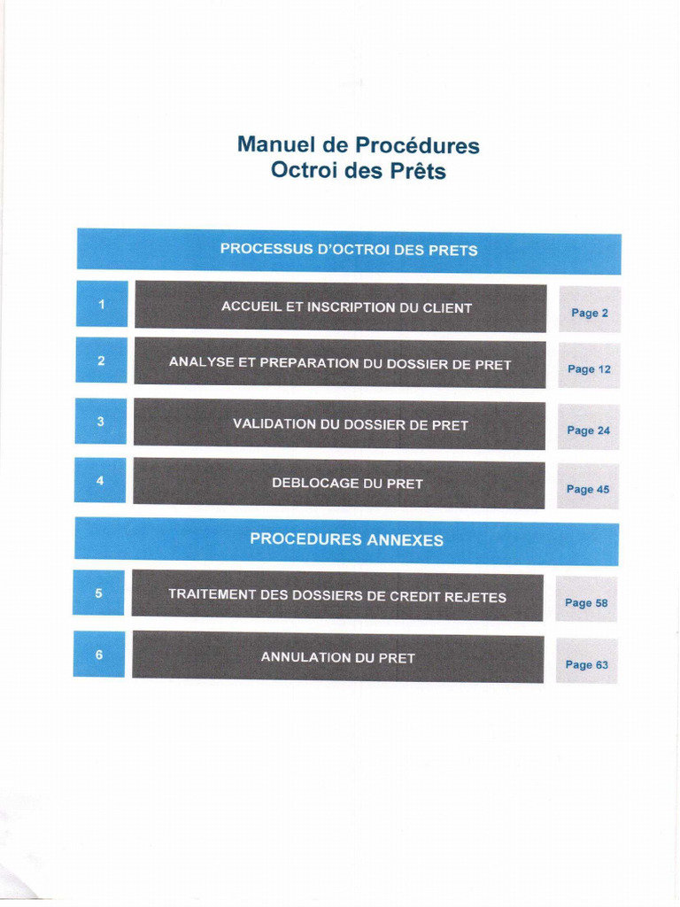 Manuel de Procédure Octroi Des Prêts | PDF