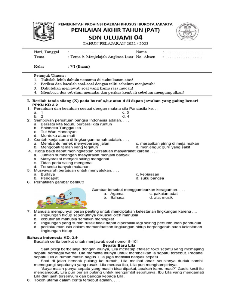 Pat Tema 9 Kelas Vi SDN Ulujami 04 | PDF | Perjalanan