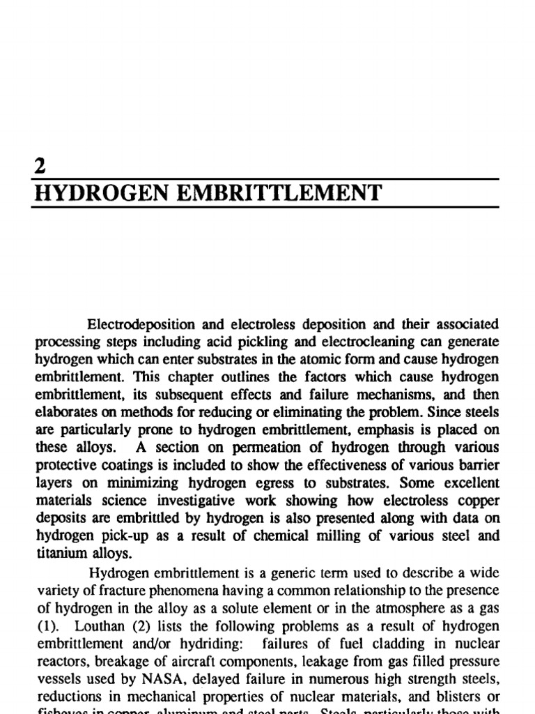 Hydrogen Embrittlement Titanium Hydrogen