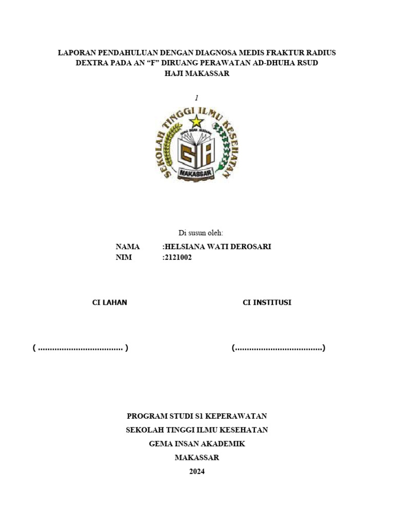 LP Fraktur Radius Dextra Helsiana Wati Derosari | PDF