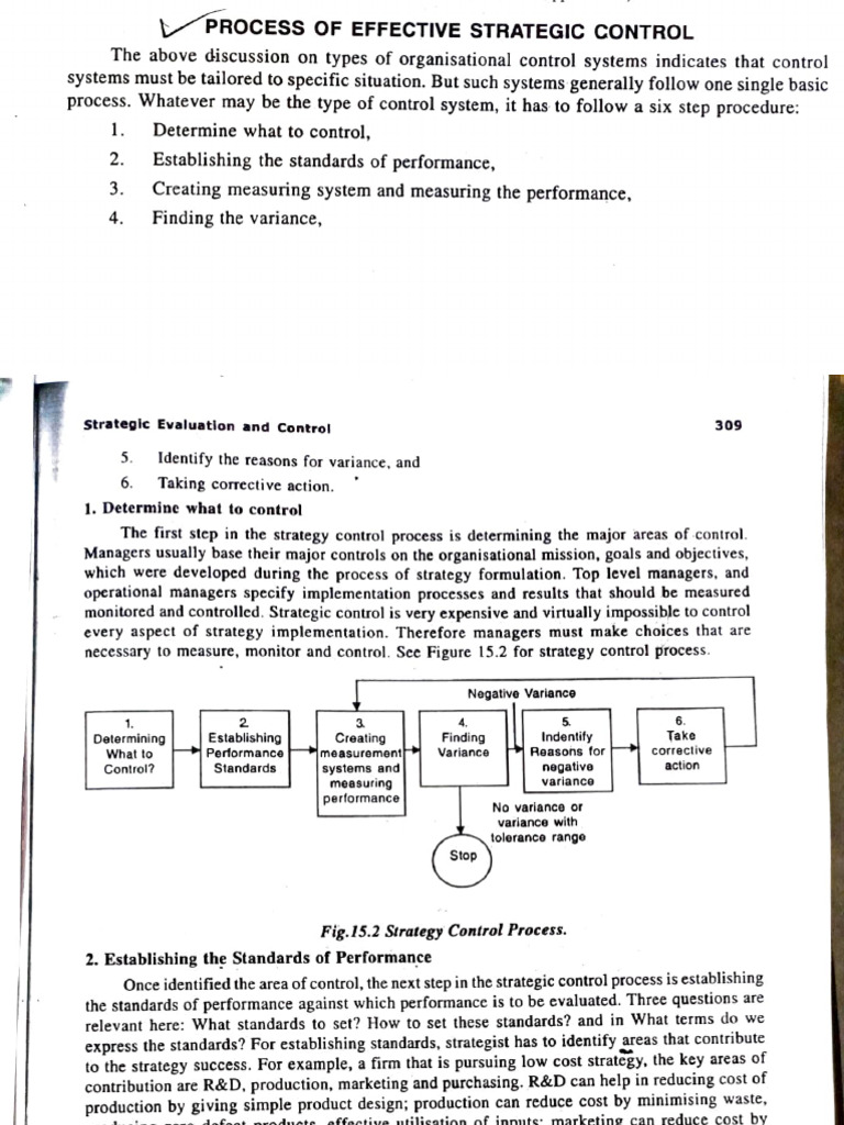 Strategic Control Process Overview | PDF | Evaluation | Variance
