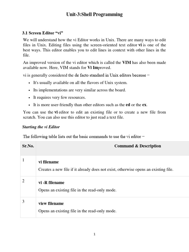 Mastering vi Editor in Unix Shell | PDF | Command Line Interface ...
