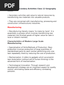 Chapter 5 Secondary Activities Class 12 Geography Notes