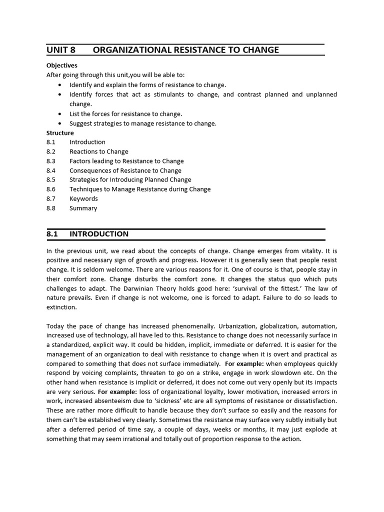 Unit 8organizational resistance to change pdf power social and