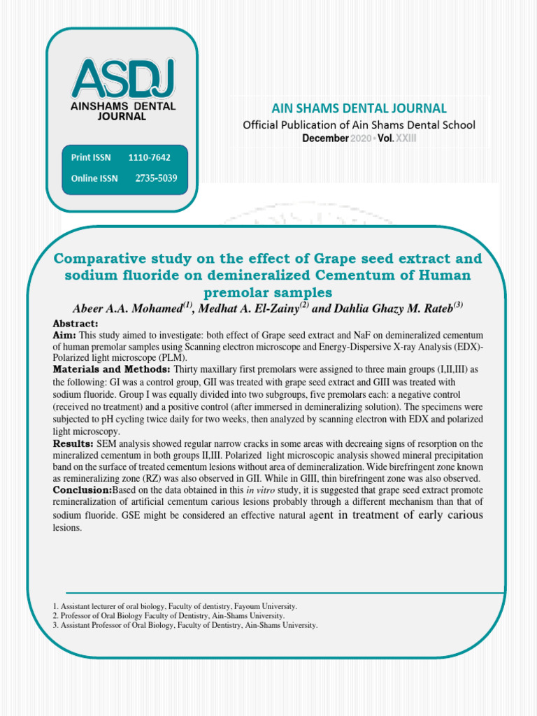 ASDJ Volume 20 Issue 4 Pages 77-85 | PDF | Human Tooth | Tooth Enamel