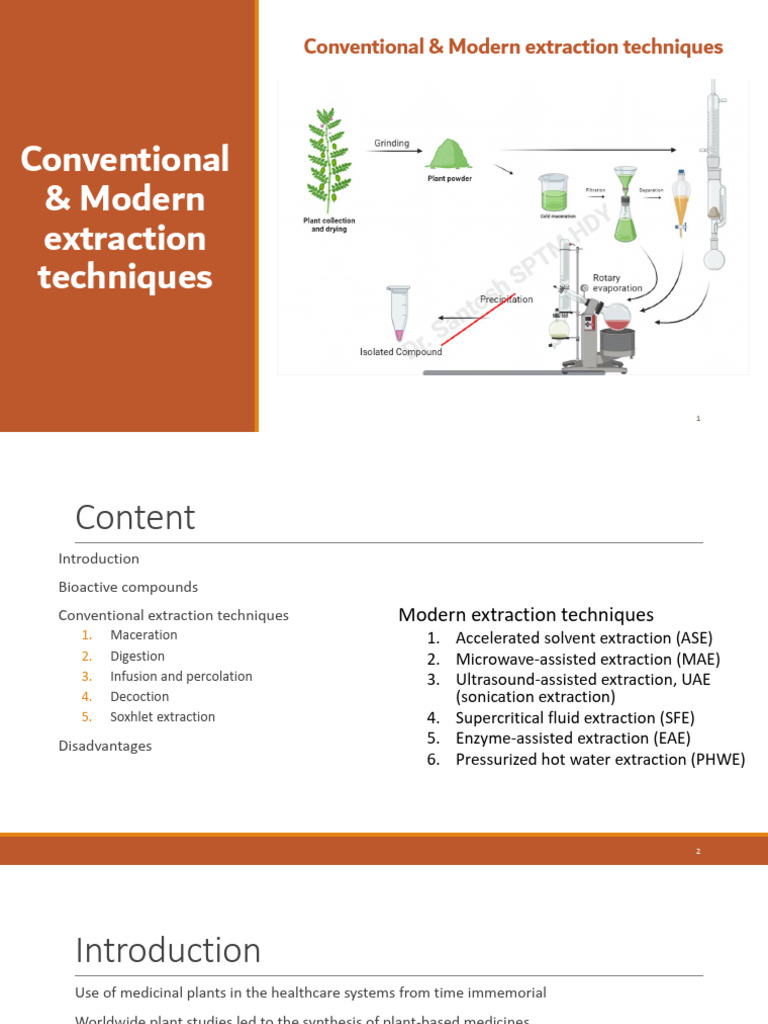 Conventional & Modern Extraction Techniques | PDF | Medicinal Plants ...