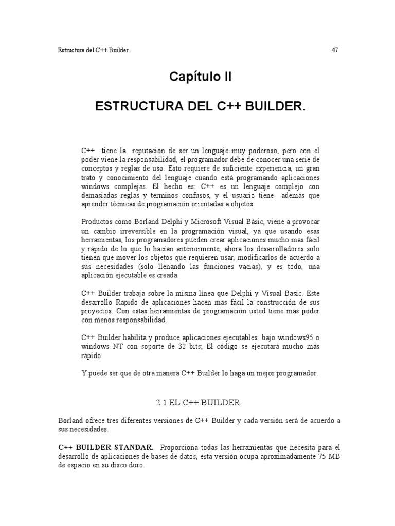 Estructura y Uso de C++ Builder | PDF | C ++ | Point and Click