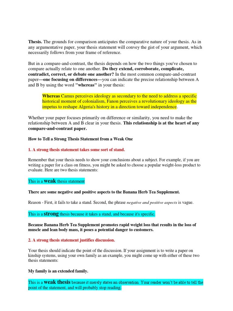 Where is the thesis statement located picture