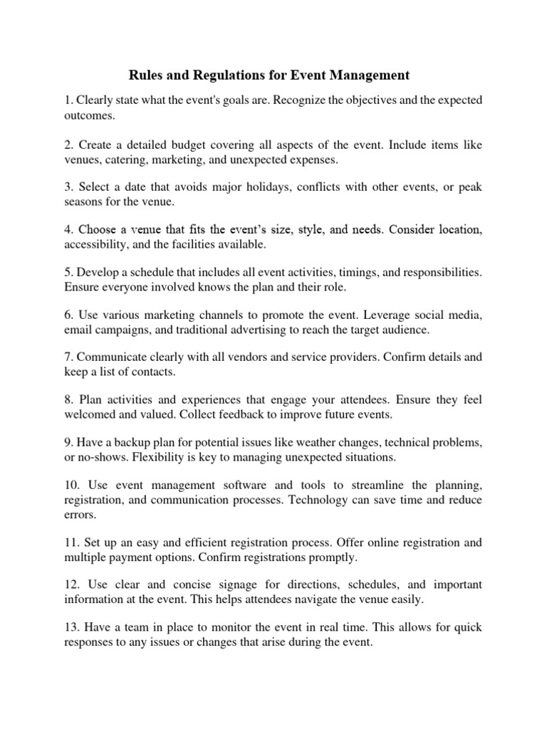 Event Management Rules and Guidelines | PDF | Business