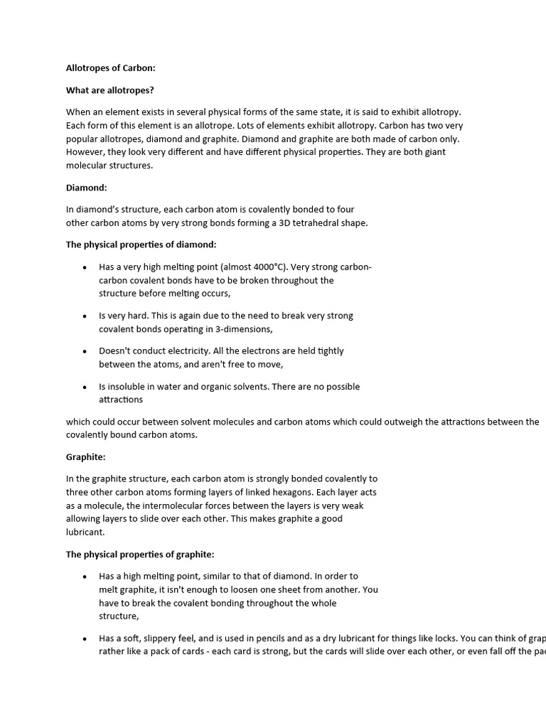 Allotropes of carbon pdf carbon chemical bond