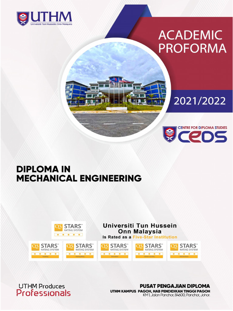 UTHM Diploma Studies Proforma Guide | PDF | Engineering | Mechanical ...