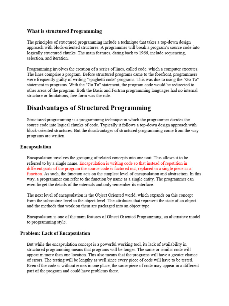 What is structured Programming and its limitations | PDF | Programming ...