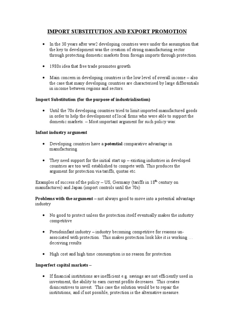 Import Substitution vs Export Promotion | PDF | Labour Economics ...