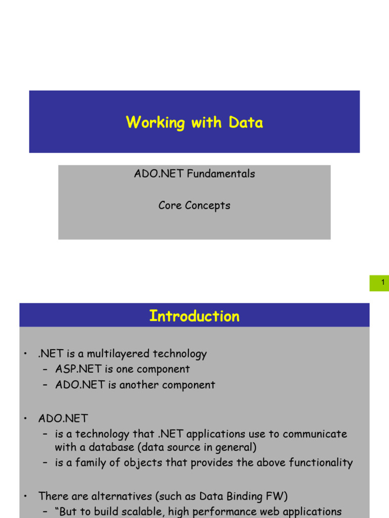 ADO.NET Basics for Database Management | PDF | Databases | Microsoft ...